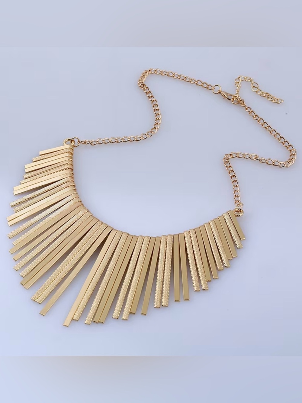 Gold Fringe Statement Necklace - Women's Jewelry. Unique Necklace